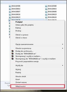 Interesujące nas zdjęcie należy odszukać w galerii zdjęć wykonanych telefonem, a następnie kliknąć ikonę znajdującą się w górnym prawym rogu ekranu, rozwijającą menu kontekstowe, skąd należy wybrać