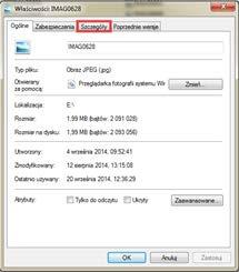 Procedurę podglądu systemowego danych EXIF zaprezentujemy za pośrednictwem systemu operacyjnego MS Windows 7.