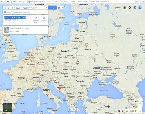 jeszcze nie mamy, a chcemy go ustalić). Jeżeli nasze współrzędne stanowiące szerokość geograficzną 43.124385833740234 długość geograficzną 17.18804359436035 wpiszemy w formacie 43.124385833740234, 17.
