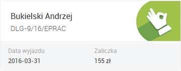 Rys 145. Delegacja zatwierdzona przez przełożonego Delegacja o statusie Zaakceptowane polecenie wyjazdu Przejazdy i Wydatki. daje możliwość wypełnienia kolejnych zakładek: Rys 146.