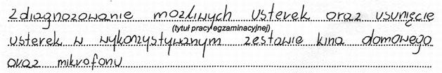 Ocenie podlegały następujące elementy pracy egzaminacyjnej: I. Tytuł pracy egzaminacyjnej II. Założenia do projektu III.