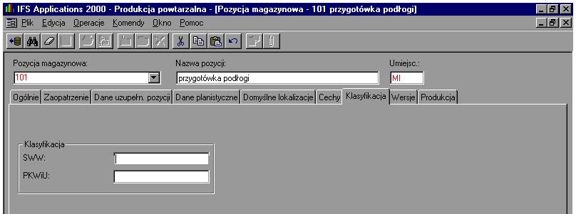 magazynowych. Zakładka ta istnieje tylko w wersjach systemu IFS Applications przeznaczonych na rynek polski.