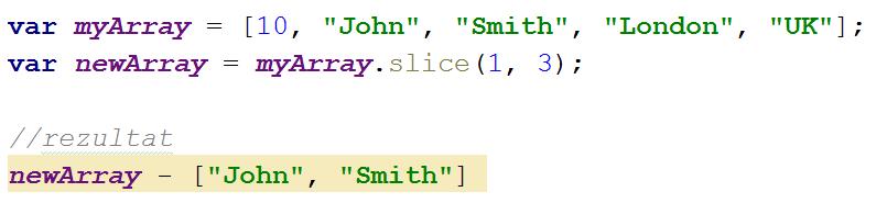 Tablice w JS metody vol.8, tworzenie podtablicy Metoda slice() pozwala na stworzenie podtablicy pewnej tablicy. Metodę wykonujemy na tablicy, z której chcemy wydzielić fragment.