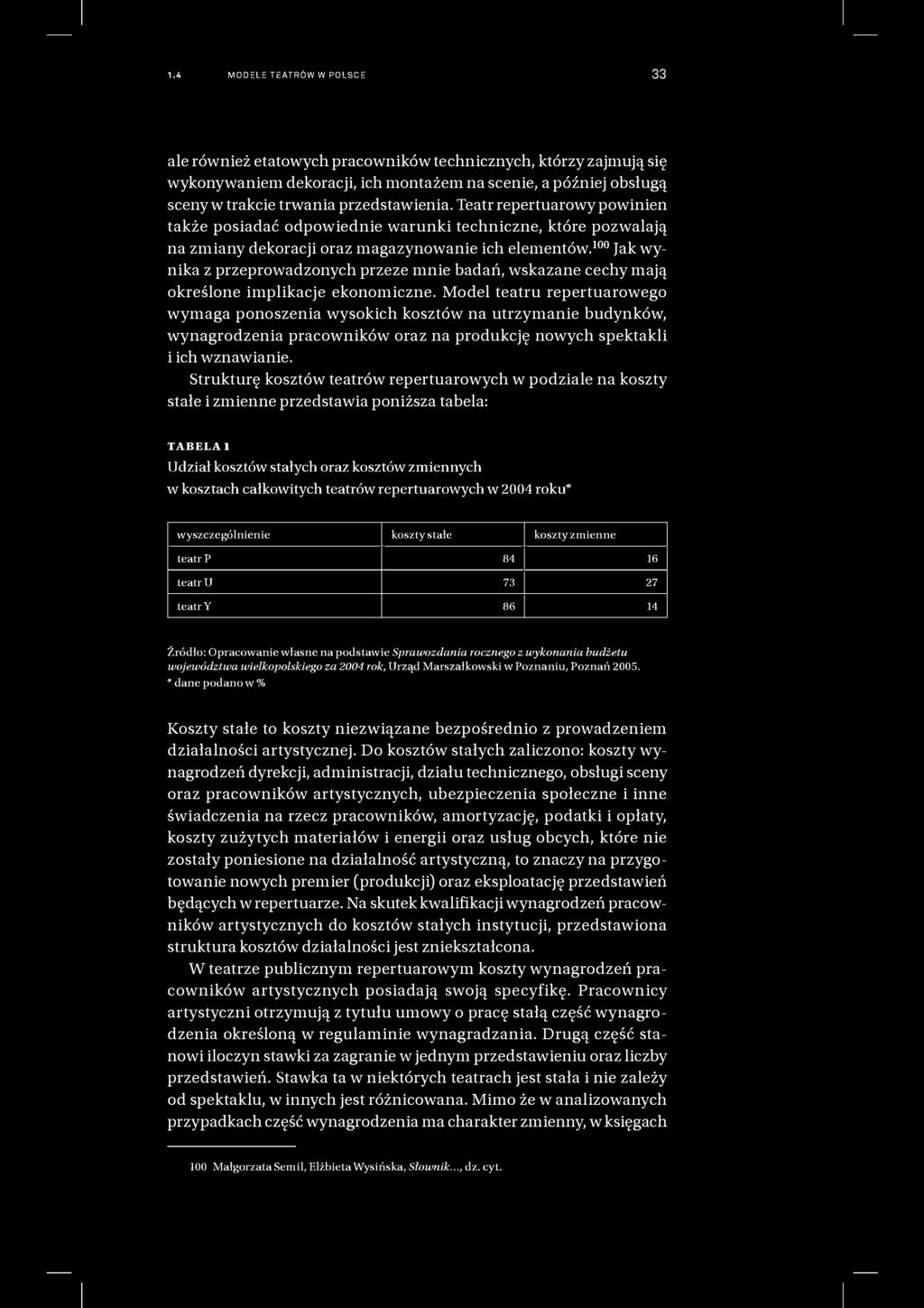 1.4 MODELE TEATRÓW W POLSCE 33 ale również etatowych pracowników technicznych, którzy zajmują się wykonywaniem dekoracji, ich montażem na scenie, a później obsługą sceny w trakcie trwania