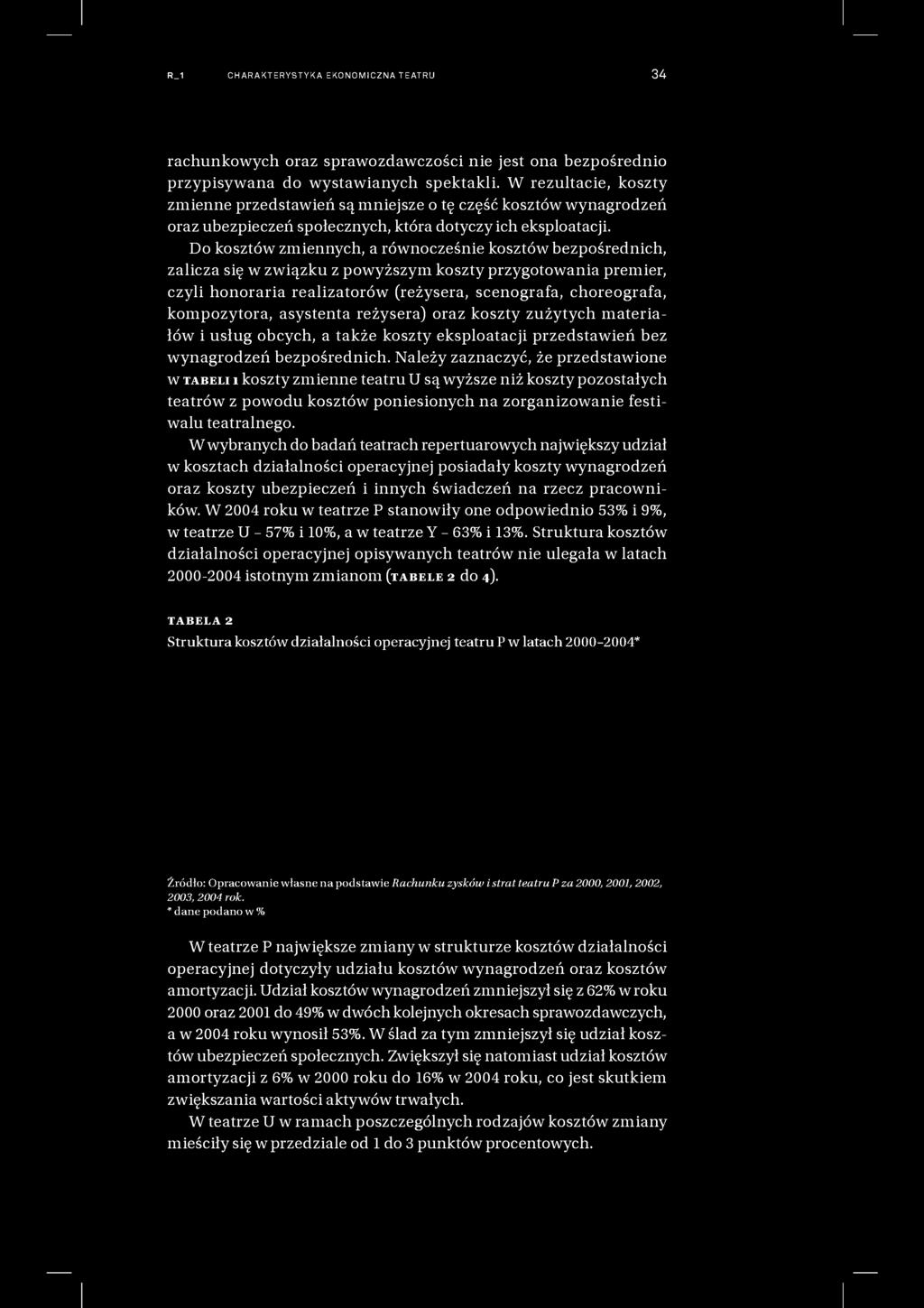 R_1 CHARAKTERYSTYKA EKONOMICZNA TEATRU 34 rachunkowych oraz sprawozdawczości nie jest ona bezpośrednio przypisywana do wystawianych spektakli.