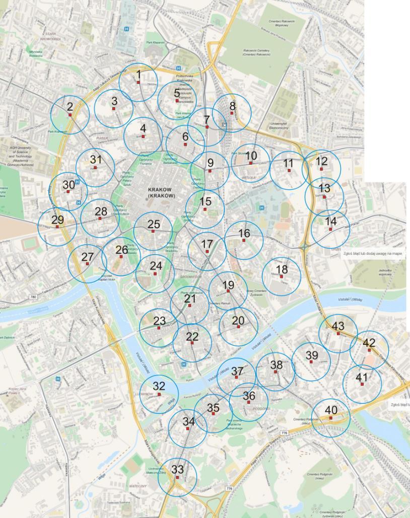 Car sharing wstępne propozycje lokalizacji terminali Punkty zlokalizowane będą w pobliżu komunikacji zbiorowej, stacji wypożyczalni