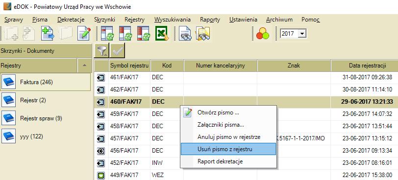 dla danej teczki, oraz dodano opcje Uwzględnij każdego adresata nadawcę