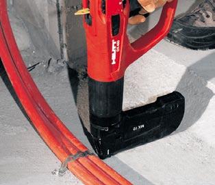 Instalacje elektryczne i mechaniczne DX 460 Uniwersalny osadzak automatyczny Zastosowania Uchwyty do przewodów elektrycznych i instalacji sanitarnych. Instalacje grzewcze i klimatyzacyjne.