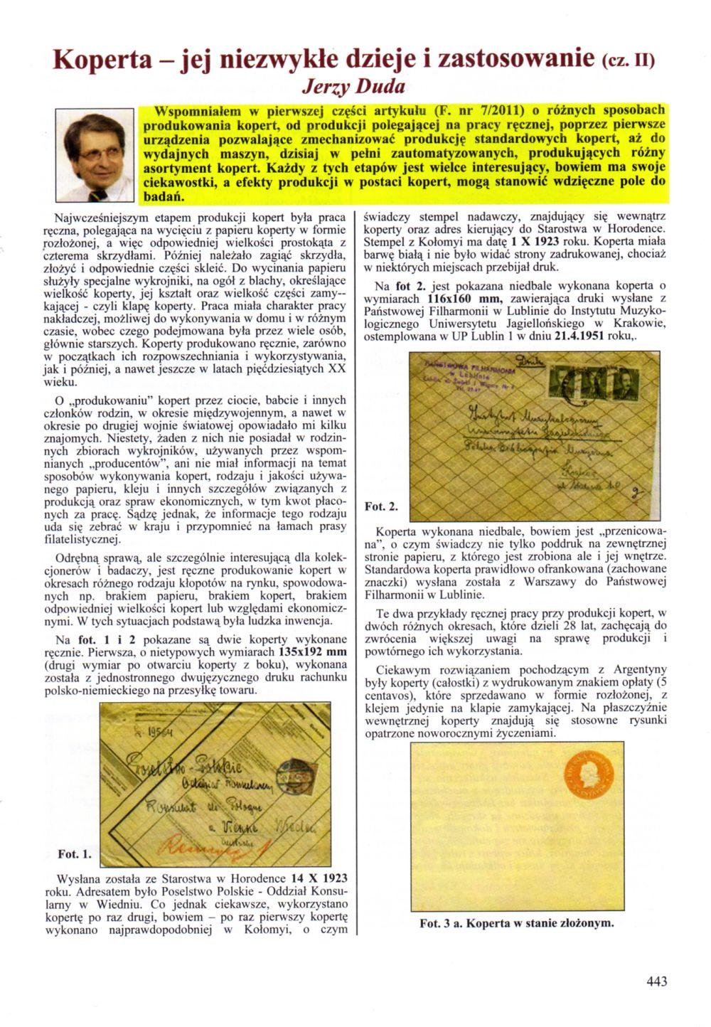 Koperta jej niezwykle dzieje i zastosowanie (cz. In Jerzy Duda Wspomniałem w pierwszej części artykułu (F.