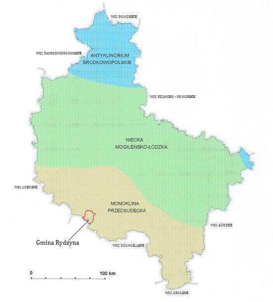 Rysunek 14. Schematyczna mapa geologiczna województwa wielkopolskiego.