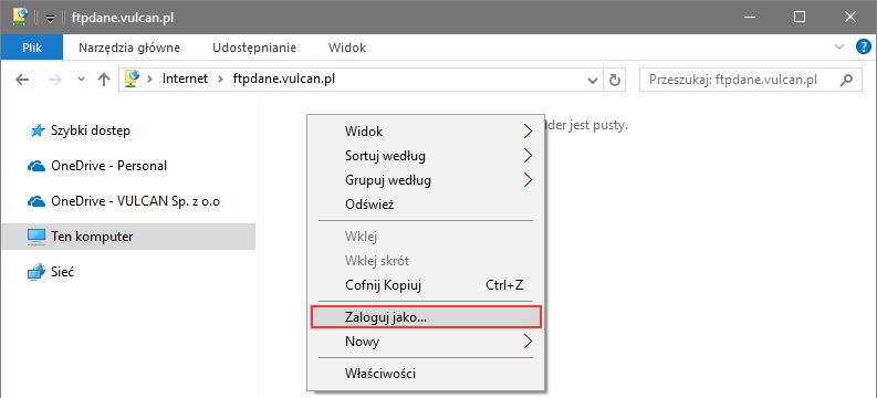 Problemy techniczne. Jak udostępnić dane na potrzeby wykonania usługi wdrożeniowej? 4/5 Umieszczanie plików na serwerze FTP za pomocą Eksploratora plików 1. Uruchom aplikację Eksplorator plików, tj.