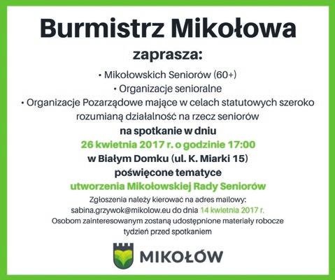 Wśród ważniejszych i ciekawszych projektów warto wymienić: Wprowadzenie w Mikołowie ogólnopolskiej Karty Seniora. Program Koperta Życia.