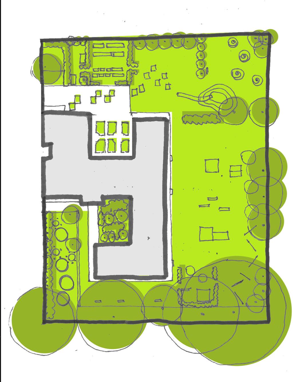 przyrodnicze azyle w miejskich przedszkolach / konsultacje architektoniczno-krajobrazowe / k22 / strona 3 3/ ZAGOSPODAROWANIE TERENU/ RZUT kompostownik/ zbiornik na deszczówkę/ domek na narzędzia