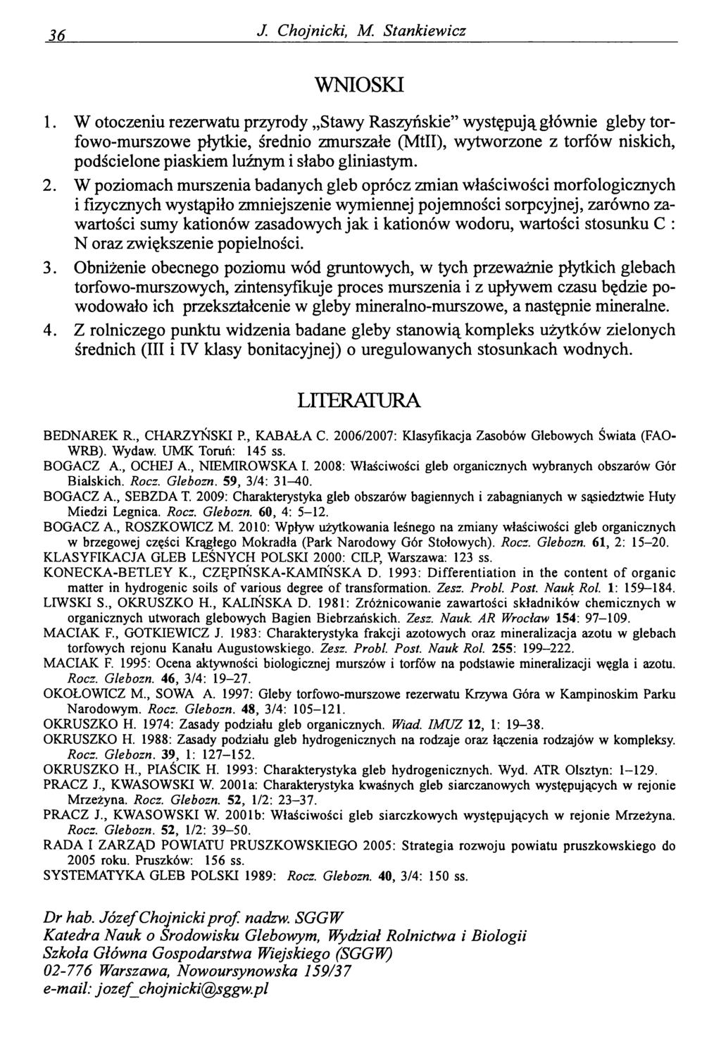36. J Chojnicki, M. Stankiewicz WNIOSKI 1.