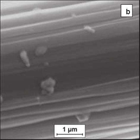 Carbon fibres FT 300B: a) single fibre, b) distribution of fibres in granule, SEM OTRZYMYWANIE POWŁOK I ICH MIKROSTRUKTURA Powłoka chromu otrzymywana metodą fizycznego osadzania z fazy gazowej (PVD)