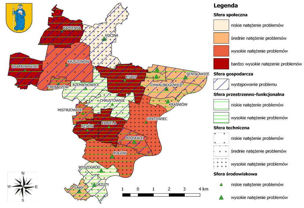 Mapa 10 Koncentracja negatywnych zjawisk we wszystkich sferach w poszczególnych jednostkach