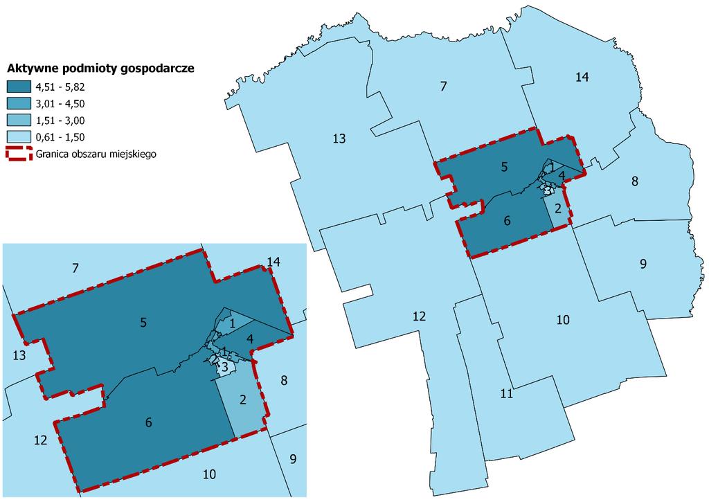 Rysunek 10 Aktywne podmioty gospodarcze w przeliczeniu na 100 mieszkańców