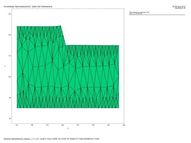 Rys..7 Schemt geometrii i obciążeni skrpy Prmetry fizyczne i mechniczne testowego gruntu zmieszczono w tbeli. i.. Tbel. Prmetry mechniczne gruntu N A R H ϕ kn / m 5.5*0 5 kn / m.