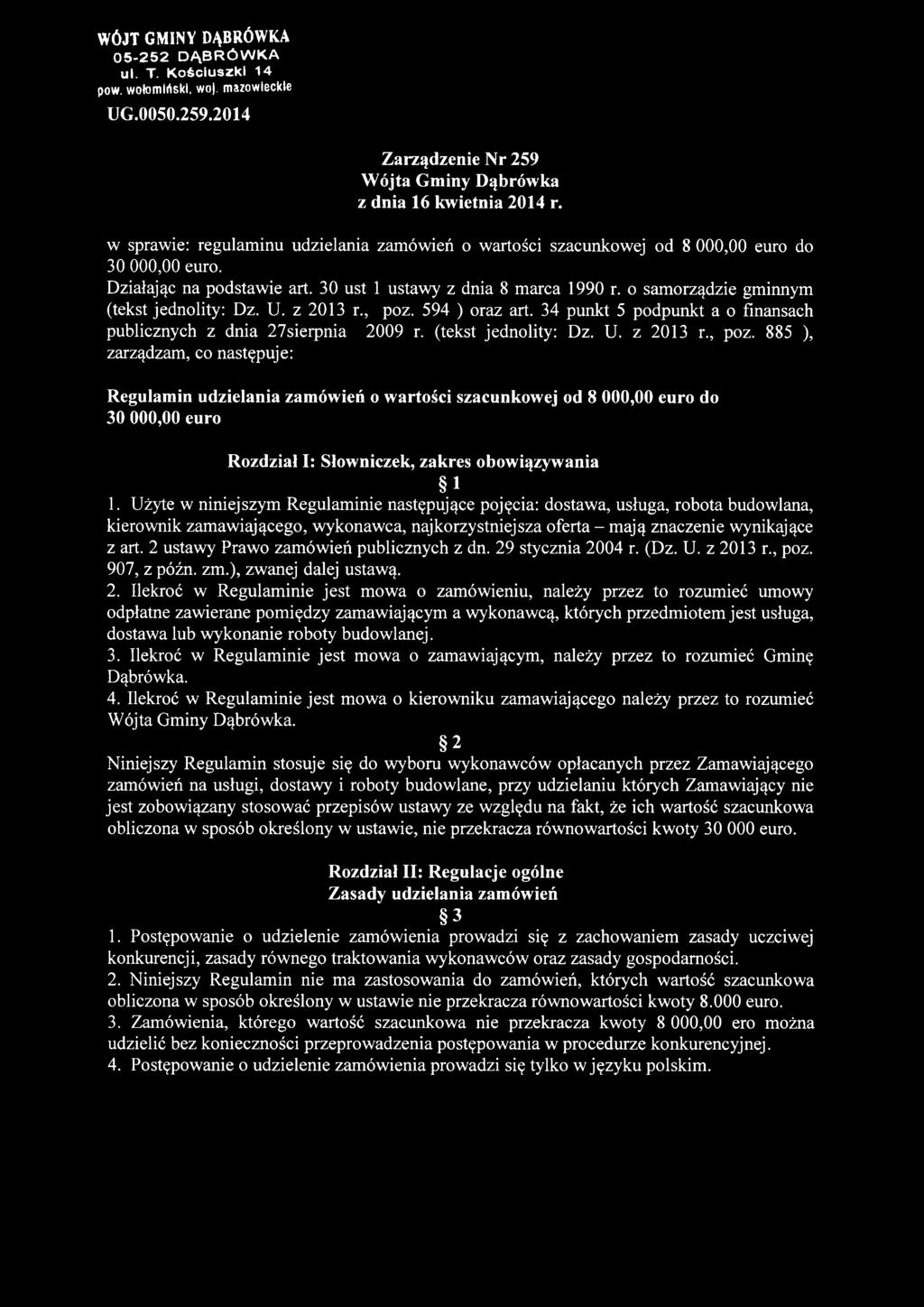 o samorządzie gminnym (tekst jednolity: Dz. U. z 2013 r., poz.