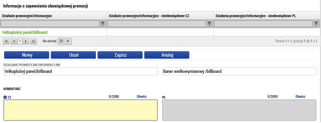 W założonym wpisie należy w formie komentarza opisać, do jakiej doszło zmiany.