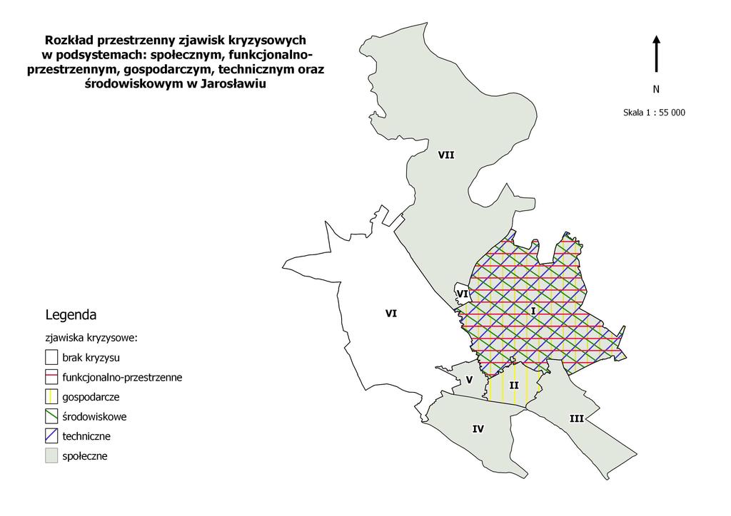 VI. Obszar zdegradowany Analiza powyższych wskaźników wskazuje, że największa koncentracja negatywnych zjawisk kryzysowych występuje w Dzielnicy I.