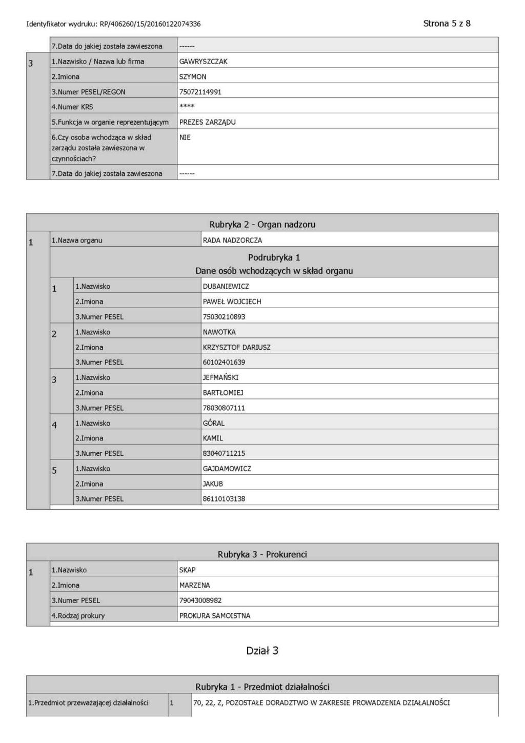 DOKUMENT INFORMACYJNY AGENCJA