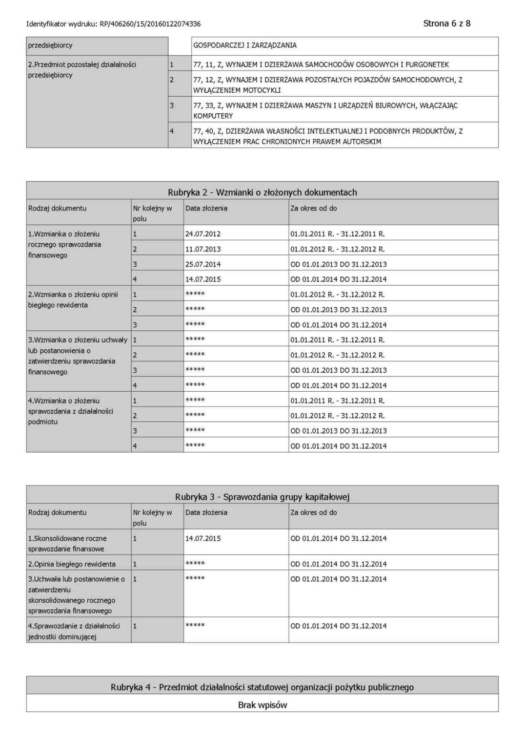 DOKUMENT INFORMACYJNY AGENCJA