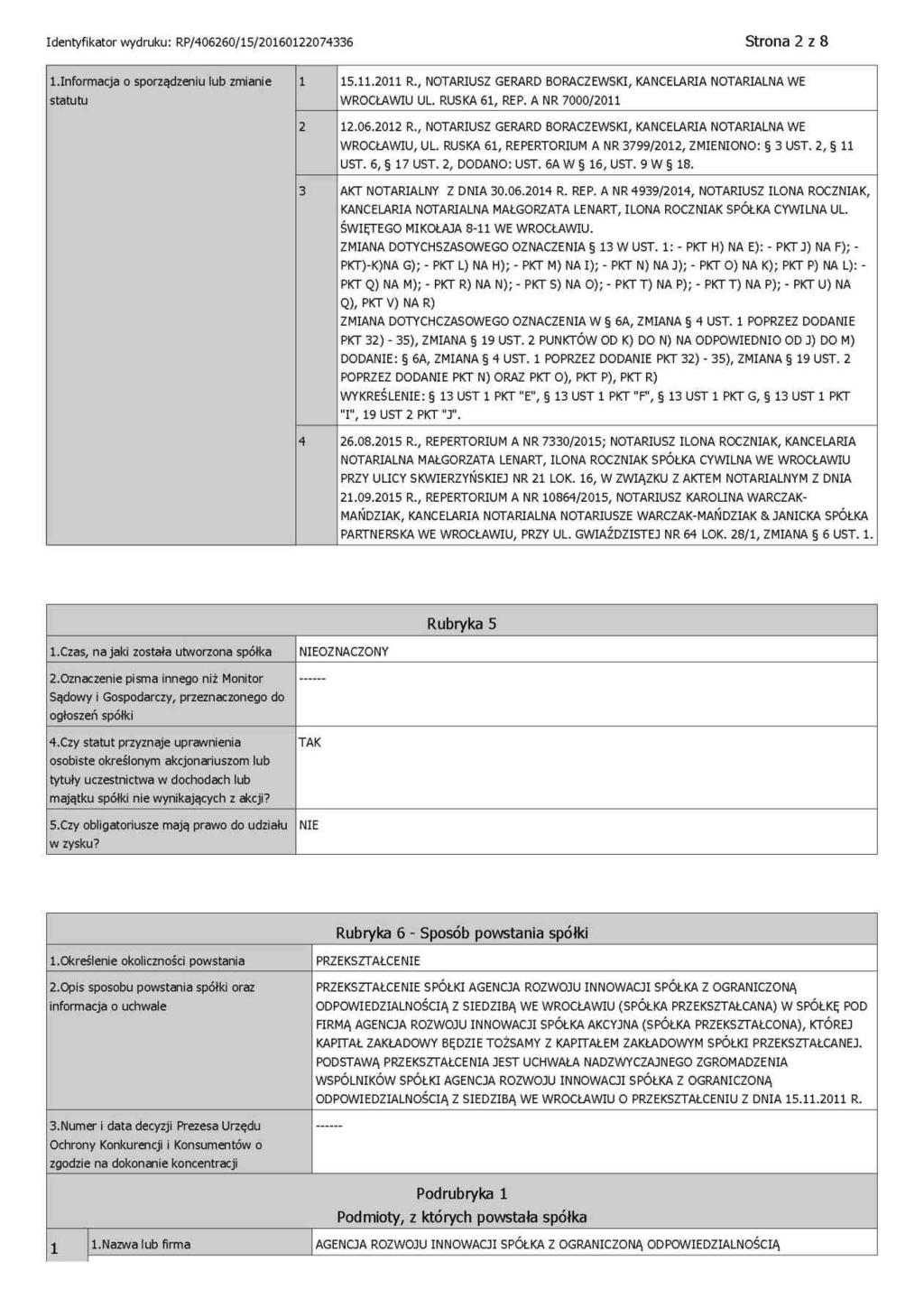 DOKUMENT INFORMACYJNY AGENCJA