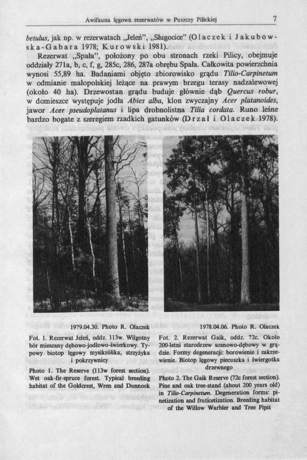 betulus, jak np. w rezerwatach,jeleń, Sługodce (Olaczek i Jakubowska-Gabara 1978; Kurowski 1981).