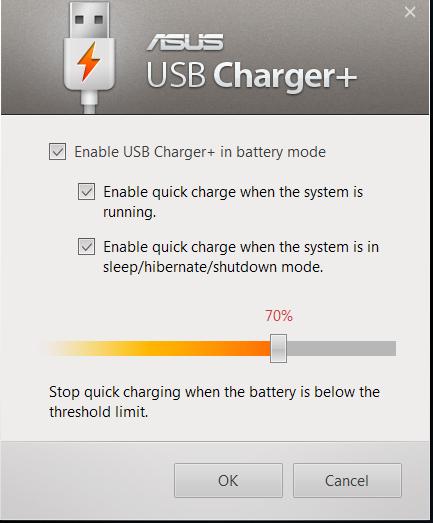 3. Wybierz jedną lub obydwie opcje ładowania: Enable quick charge when the system is running (Włącz szybkie ładowanie po uruchomieniu systemu) lub Enable quick charge when the system is in