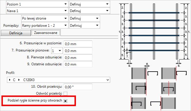 projektowanymi elementami. Lewy bądź prawy słup ramy portalowej może zostać pominięty w trakcie generacji obiektu przy pomocy Kreatora Konstrukcji.