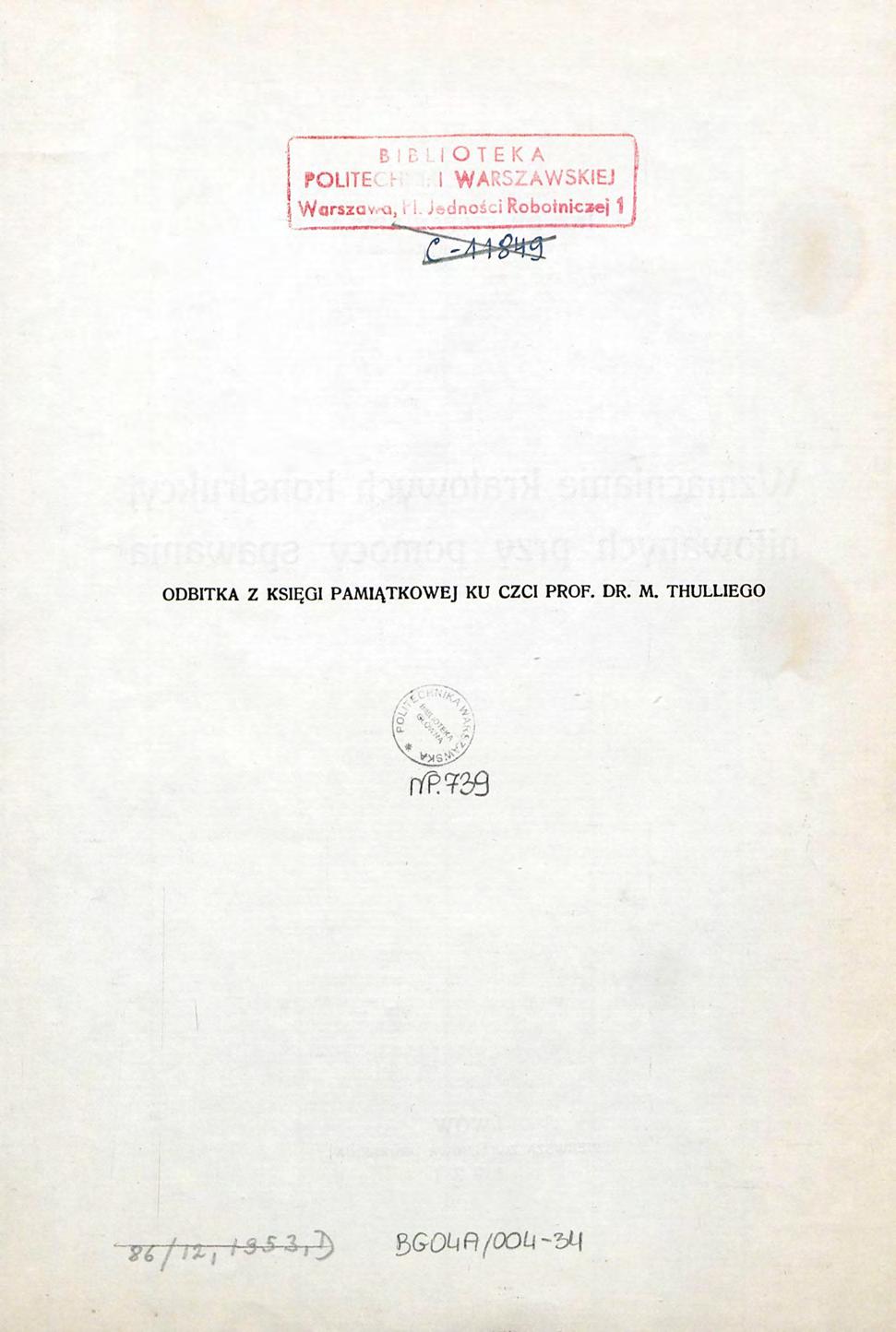 f~ BIBLIOTEKA I folite I WARSZAWSKIEJ Warszav,-a,. i.