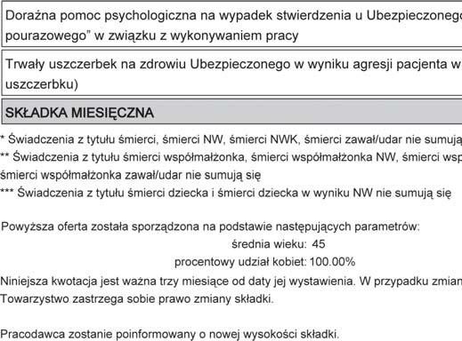 h/doba. Odpowiedzialność obejmuje także ryzyko przeniesienia chorób zakaźnych w tym HIV i WZW. 2.