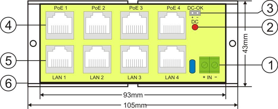 1. Opis techniczny. 1.1. Opis ogólny. Zasilacz przeznaczony jest do zasilania maksymalnie 4 kamer IP wymagających stabilizowanego napięcia 48V DC.