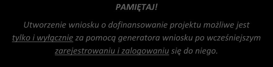 Elementem systemu SYZYF RPO WO 2014-2020 jest generator wniosku o dofinansowanie projektów dla wnioskodawców wraz z panelem użytkownika (Panel Wnioskodawcy).