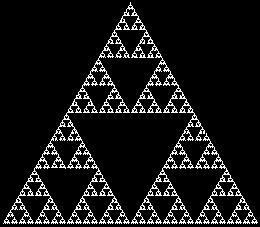 3. Powtarzać procedurę z punktu 2. Po k krokach początkowy trójkąt będzie miał 1+3+3 2 +...+3 k-1 dziur, którymi są usunięte trójkąty różnej wielkości.