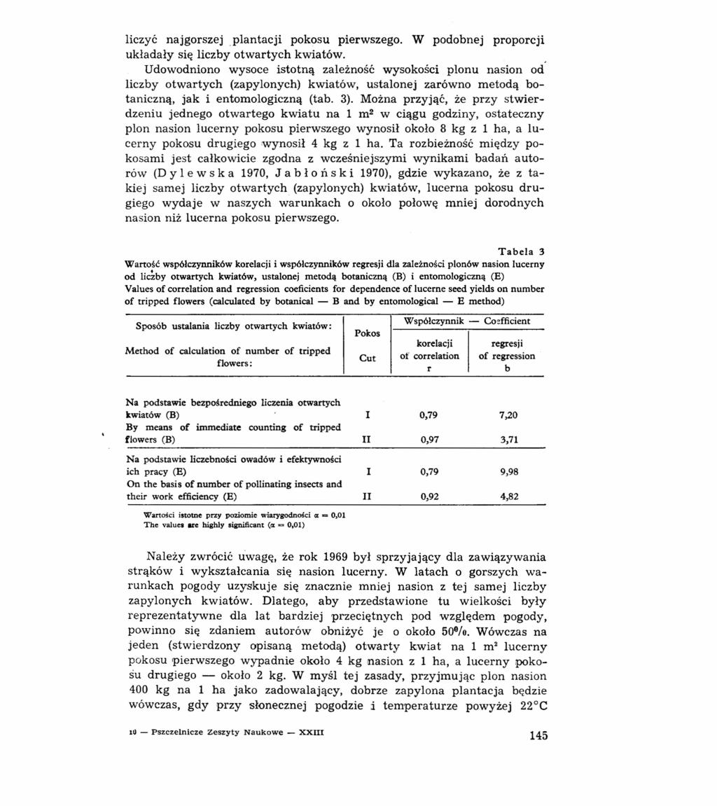 liczyć naj gorszej,plantacji pokosu pierwszego. W podobnej proporcji układały się liczby otwartych kwiatów.