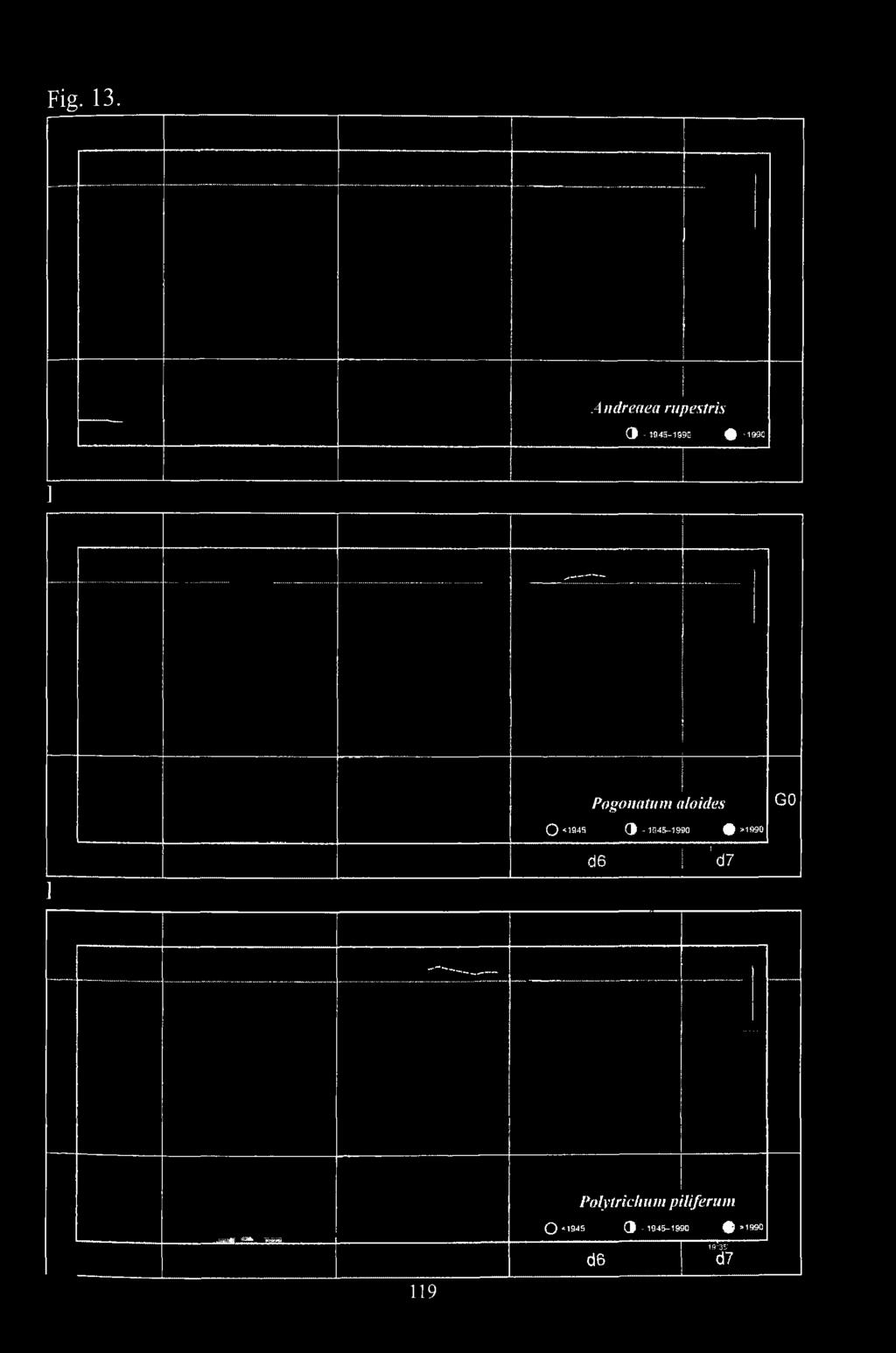 Fig. 13. Andreaea rupestris CI -1945-1 asm -199 0 Pogonatum abides GO O «.