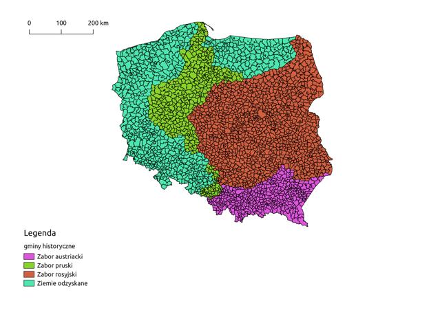Rysunek 4.5: Gminy wg typu historycznego (stan na 1.01.2016).