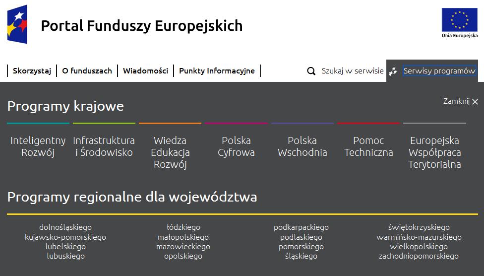 KRAJOWE PROGRAMY OPERACYJNE REGIONALNE PROGRAMY