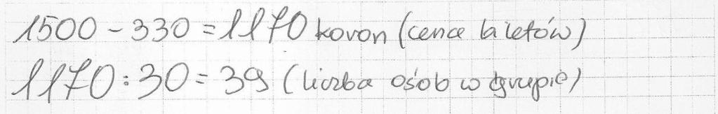 grupie i wykonał bezbłędnie obliczenia. Punktacja: (2, 2) 4 punkty.