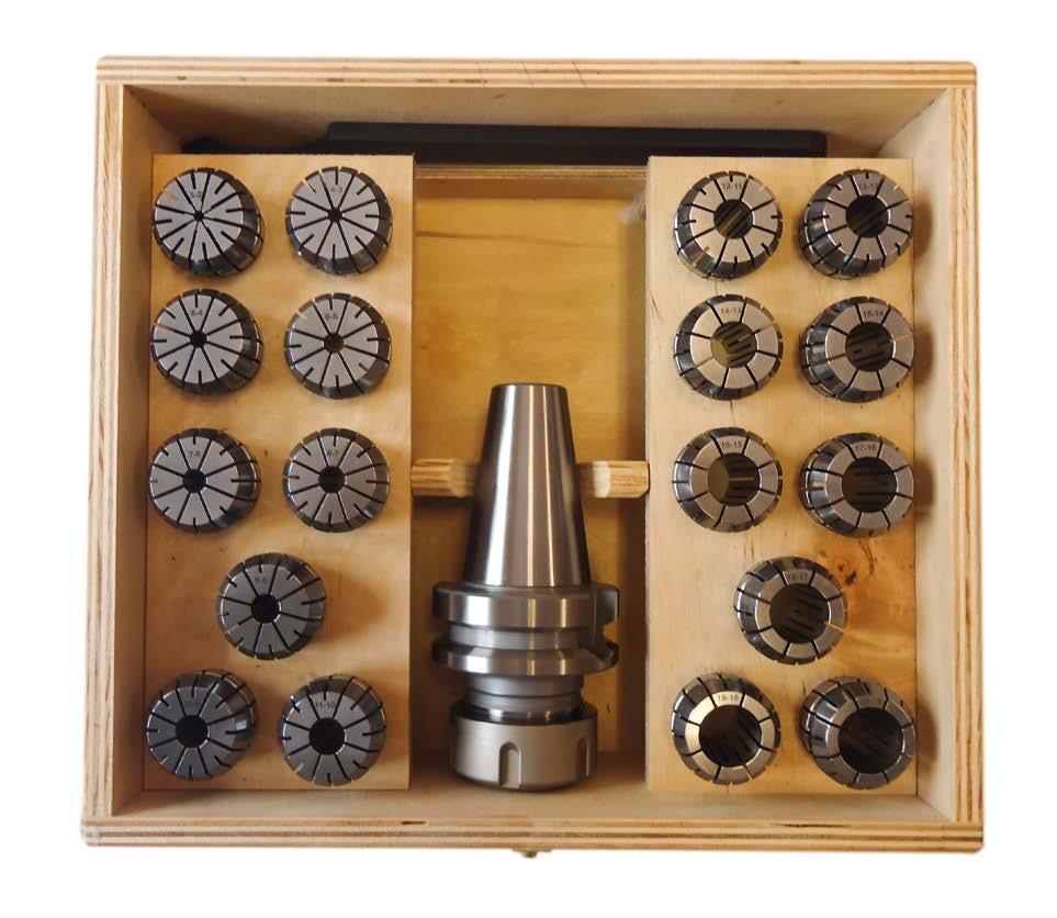 MAS 403-BT TYP BT-ER-KPL 7626 Oprawki zaciskowe ER - komplet do narzędzi z chwytem walcowym w drewnianej kasecie Collet chucks ER - set for tools with cylindrical shank in wooden box комплект в