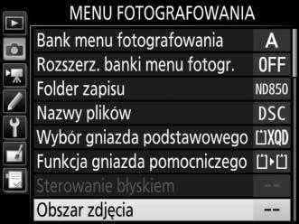 Obszar zdjęcia można wybrać przy pomocy opcji Obszar zdjęcia > Wybierz obszar zdjęcia w menu
