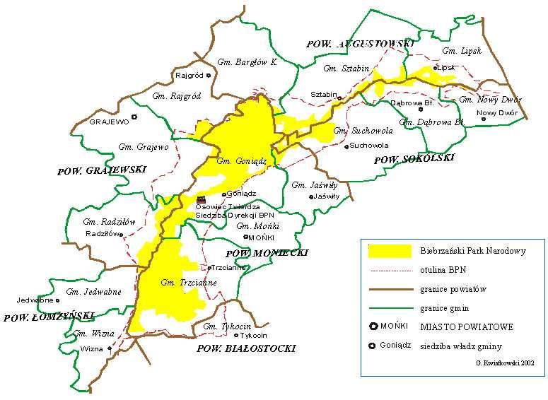 Mapa nr 1. Powierzchnia BPN naleŝąca do powiatu sokólskiego. Dane: http://www.biebrza.org.pl/.