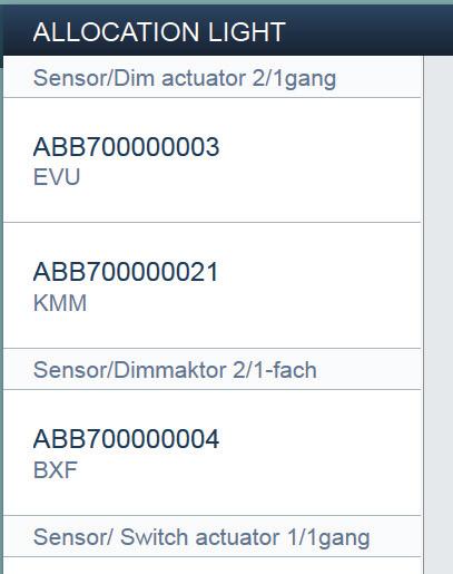 ABB-free@home Uruchomienie Identyfikacja według numeru seryjnego Dim actuator 4gang L Dim actuator 4gang EVU ABB700000003 Dim act. railm. R A Rys.