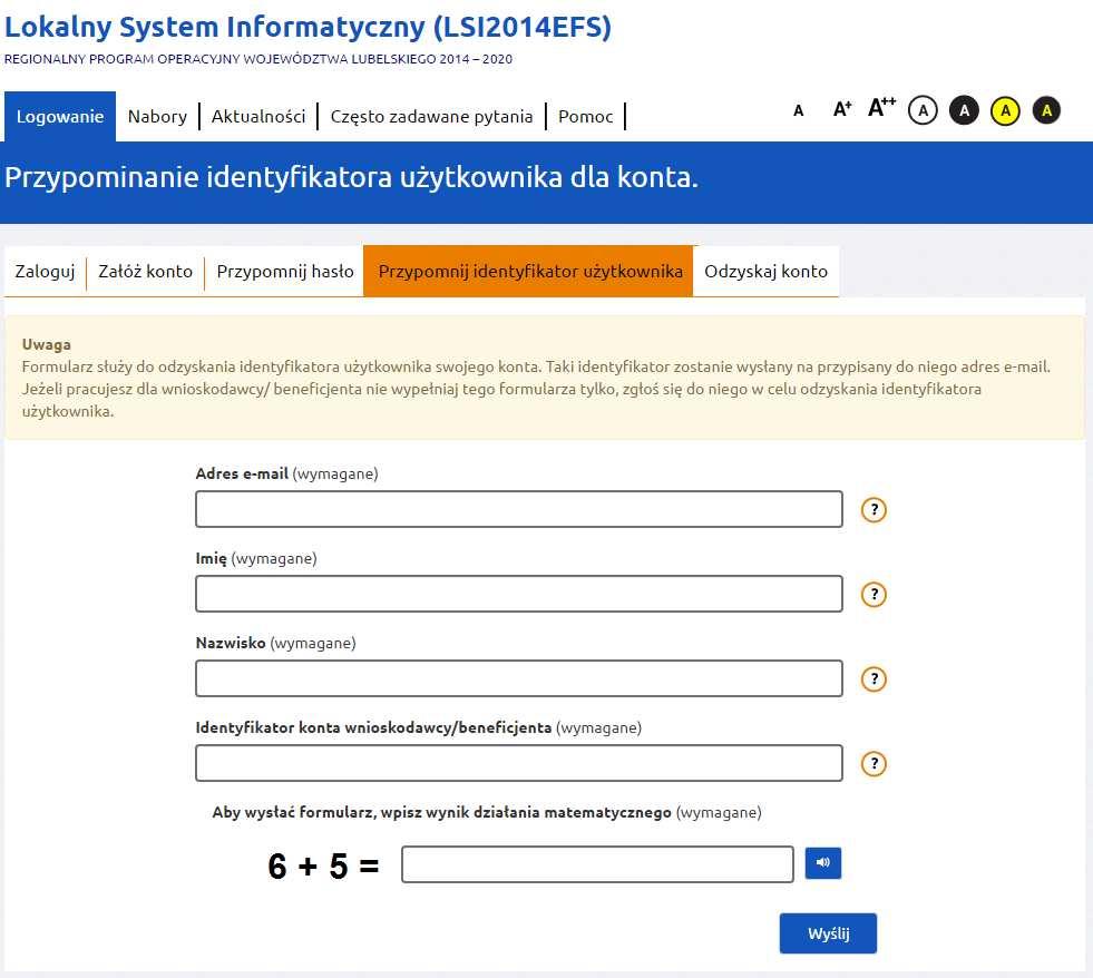 7. Odzyskiwanie konta Jest to funkcja, która pozwala na odzyskanie konta wraz z danymi projektów przez nowo zakładane konto.