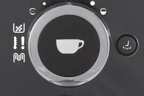 12 BEDIENINGSPANEEL - PANEL STERUJĄCY Alarmled koffiediklade legen: brandt constant: geeft aan dat de koffiediklade geleegd moet worden; dit moet gebeuren terwijl de machine aanstaat (punten 1 en 2