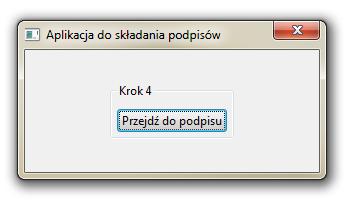 3. Powrót do aplikacji PZ Signer. 4. Naciśnięcie przycisku Przejdź do podpisu znajdującego się w głównym oknie aplikacji. 5. Weryfikacja podpisywanego dokumentu i wybór certyfikatu z listy. 6.