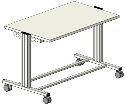 29 Mobilny stół laboratoryjny z listwą zasilającą, SybaPro, 1250 x 700 x 760 mm ST7200-3D 1 Mobilny stolik podręczny z profili aluminiowych został skonstruowany specjalnie z myślą o umieszczeniu na