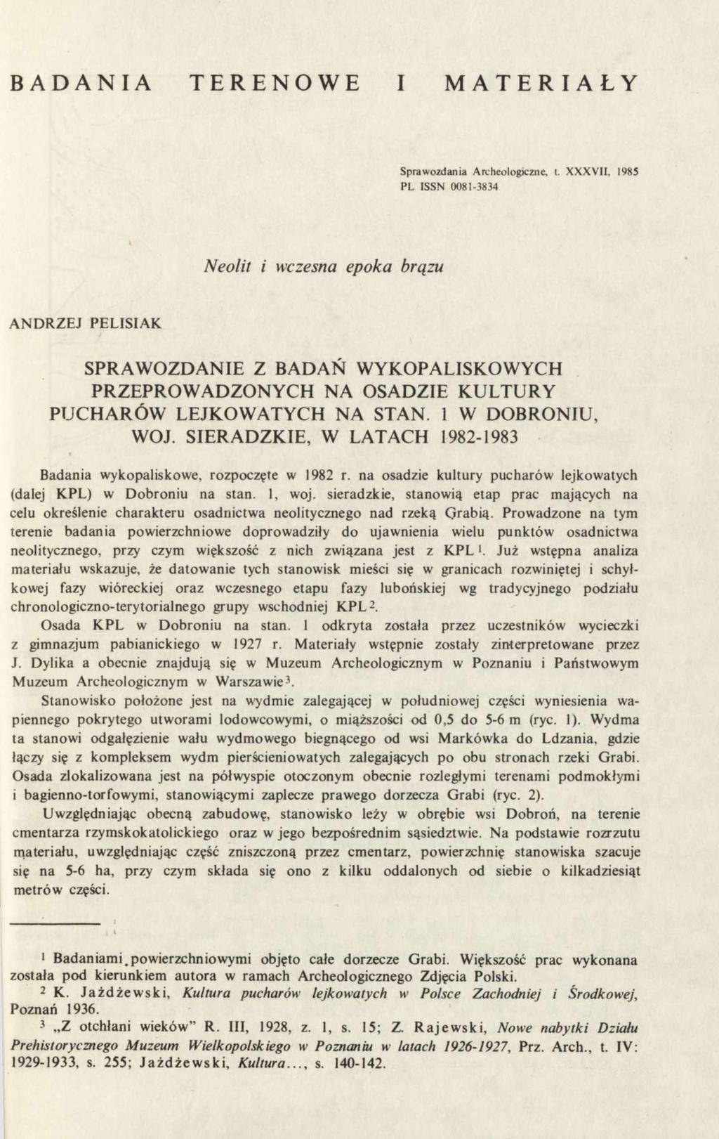 BADANIA TERENOWE I MATERIAŁY Sprawozdania Archeologiczne, t.